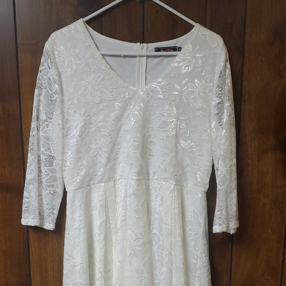 Chic White Lace Long Sleeve Dress